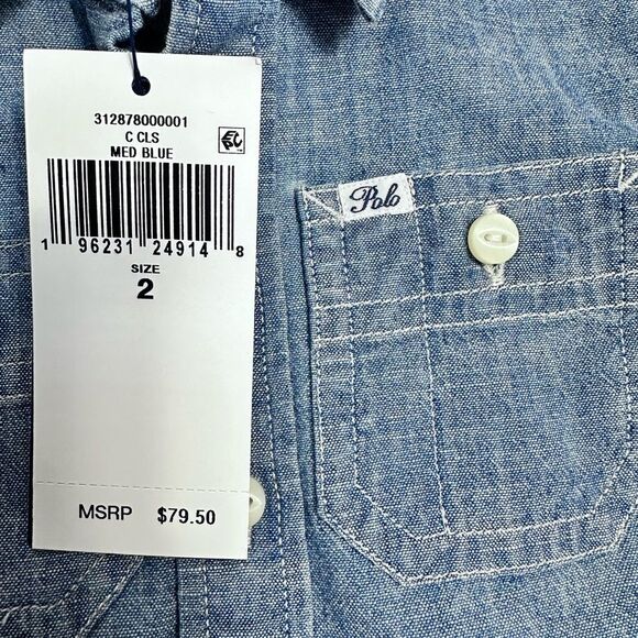 POLO RALPH LAUREN Little Girls and Toddler Girls Tiered Shirt Dress, SIZE 2 - Picture 14 of 14